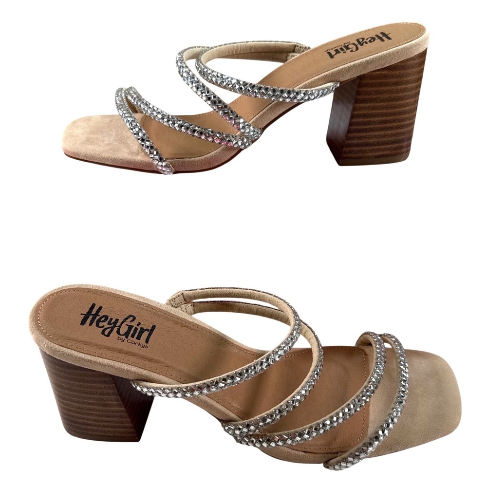 Hey Girl By Corkys‎ Clear Jewels Dreamy Heeled Sandals Womens Size 10